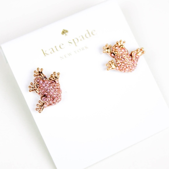 kate spade pink frog earrings - Picture 2 of 4